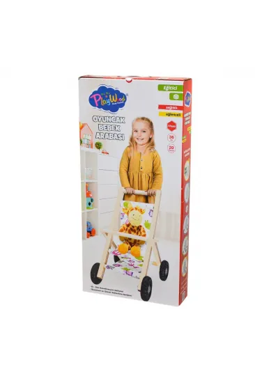 ONY-386 Ahşap Oyuncak Bebek Arabası -Onyıl