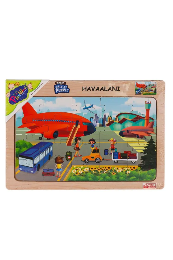 ONY-233-234-235-236 Ahşap Eğitici Puzzle Havaalanı -Onyıl Oyuncak