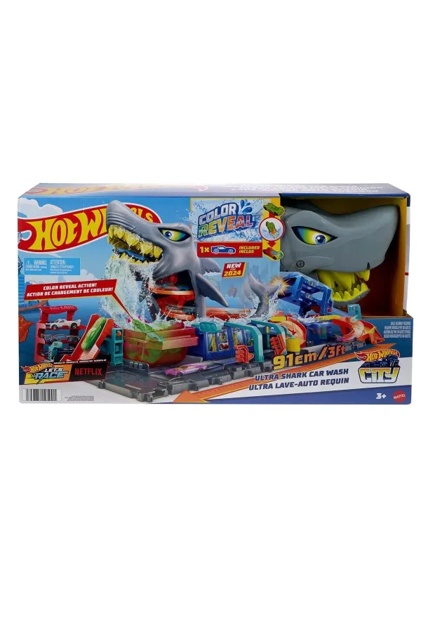 HTN82 Hot Wheels Muhteşem Köpek Balığı Araba Yıkama Oyun Seti