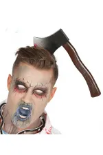 Kafaya Saplanmış Halloween Kanlı Balta Şaka Tacı Kafaya Saplanmış Halloween Kanlı Balta Şaka Tacı