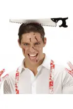 Kafaya Saplanmış Halloween Kanlı Testere Şaka Tacı Kafaya Saplanmış Halloween Kanlı Testere Şaka Tacı