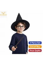 Çocuk Seti (Siyah Keçe Şapka, Asa, Gözlük) Çocuk Seti (Siyah Keçe Şapka, Asa, Gözlük)