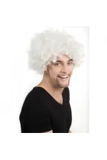 Beyaz Renk Kıvırcık Afro Bonus Peruk Beyaz Renk Kıvırcık Afro Bonus Peruk