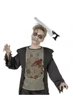 Kafaya Saplanmış Halloween Kanlı Testere Şaka Tacı Kafaya Saplanmış Halloween Kanlı Testere Şaka Tacı