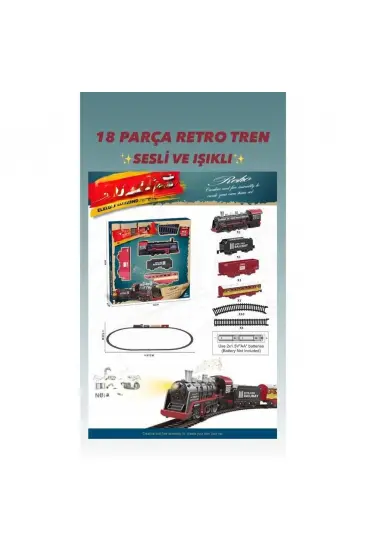 BJ2308A 18 PARÇA SESLİ IŞIKLI RETRO TREN BJ2308A 18 PARÇA SESLİ IŞIKLI RETRO TREN