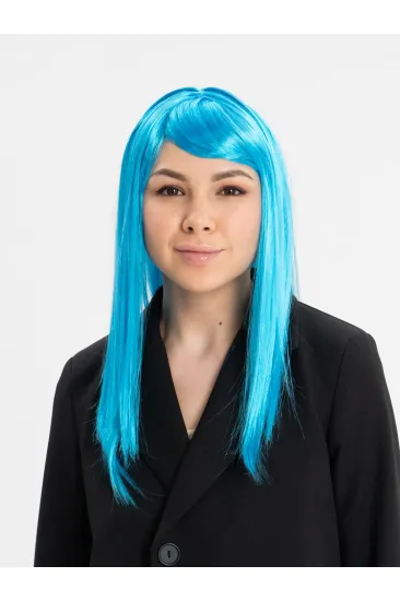 Açık Mavi Renk Uzun Düz Parti Peruğu Açık Mavi Renk Uzun Düz Parti Peruğu