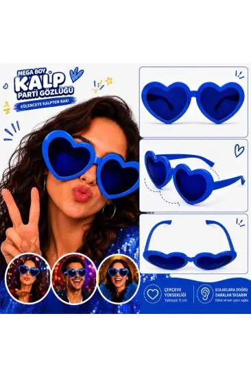 Mega Boy Mavi Kalp Parti Gözlüğü Mega Boy Mavi Kalp Parti Gözlüğü