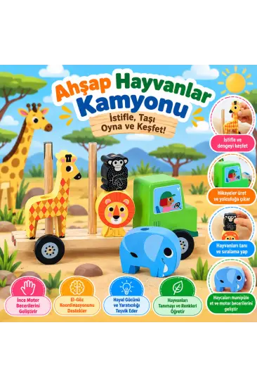 Ahşap Hayvanlar Kamyonu Ahşap Hayvanlar Kamyonu