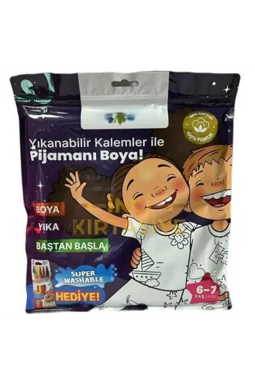 Kalem Hediyeli Boyanabilir Pijama 6-7 Yaş Kalem Hediyeli Boyanabilir Pijama 6-7 Yaş