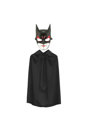 Batman Maskesi Cat Woman ve Batman Pelerini 90 cm Siyah Renk Set Batman Maskesi Cat Woman ve Batman Pelerini 90 cm Siyah Renk Set