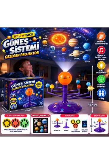 Sesli ve Işıklı Güneş Sistemi Gezegen Projektör Sesli ve Işıklı Güneş Sistemi Gezegen Projektör