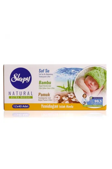 Natural Yenidoğan Islak Mendil 12x40 480 Yaprak