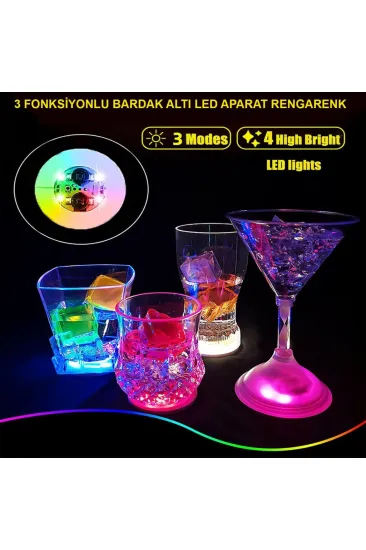 Işıklı Yapışkanlı Bardak Altı Aparatı Ledli 3 Fonksiyonlu 6 cm Çap NessiWorld Işıklı Yapışkanlı Bardak Altı Aparatı Ledli 3 Fonksiyonlu 6 cm Çap NessiWorld