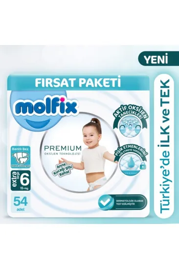 Premium Bebek Bezi Ultra Fırsat Paketi 6 Beden 15+ Kg 54 Adet