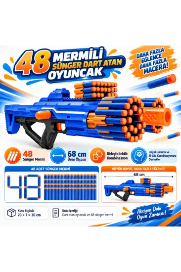 Berzerko 48 Mermili Sünger Dart Atan Silah 68 cm