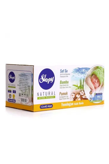 Natural Yenidoğan Islak Mendil 12x40 480 Yaprak