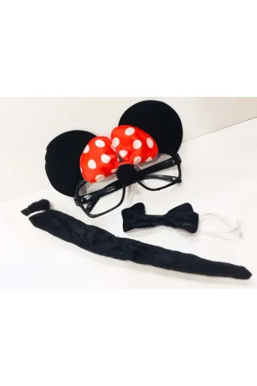 Mouse Gözlüğü Papyonu Kuyruğu Seti Mouse Gözlüğü Papyonu Kuyruğu Seti