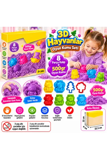 03612 3D Hayvanlar Kum Seti 500 gr / +3 yaş 03612 3D Hayvanlar Kum Seti 500 gr / +3 yaş