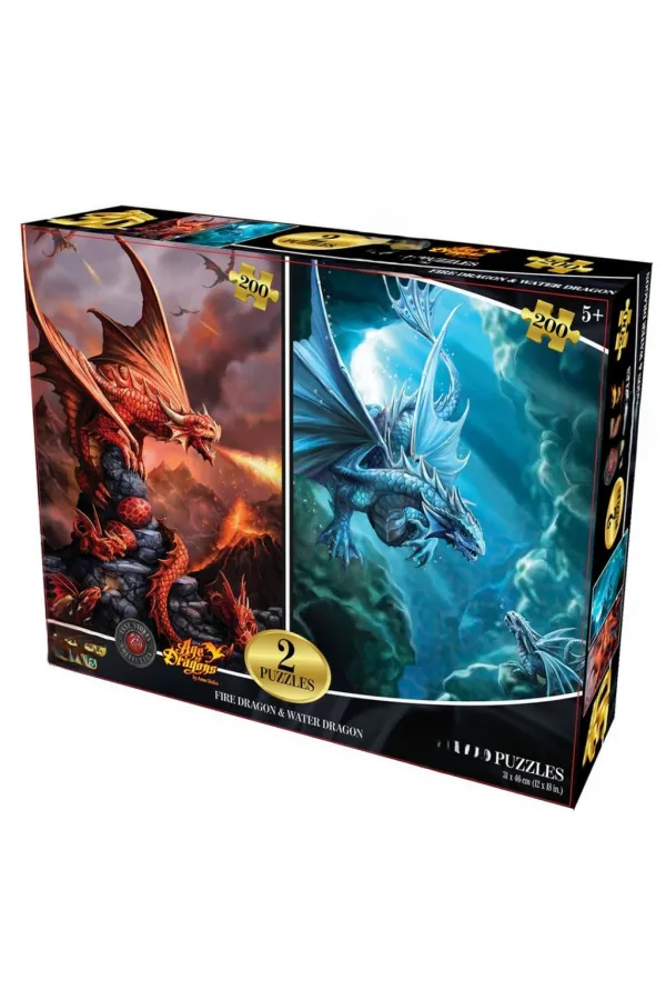 Ateş Ejderhası ve Su Ejderhası İkili Puzzle 200 Parça Ateş Ejderhası ve Su Ejderhası İkili Puzzle 200 Parça