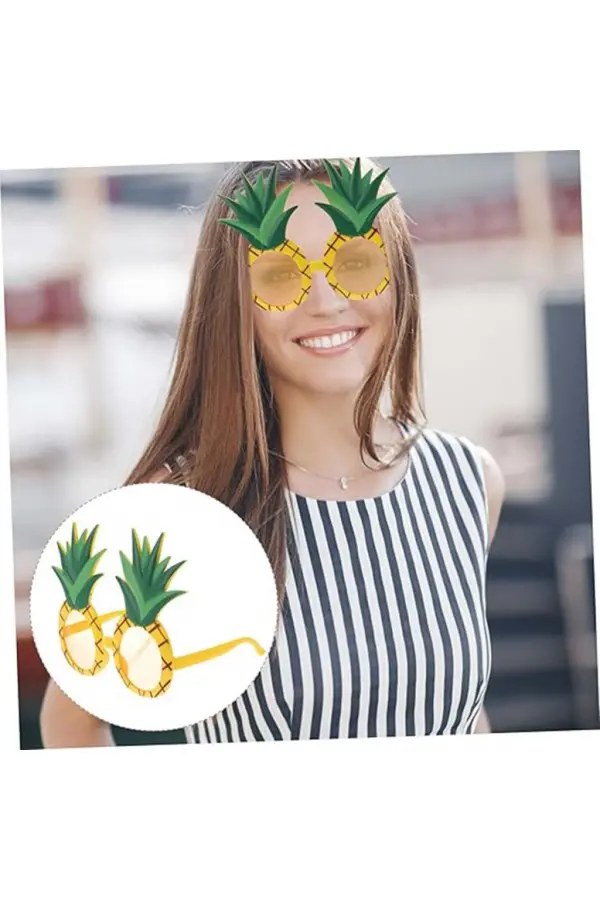 Tropikal Hawaii Ananas Şekilli Parti Gözlüğü 9.5 x 14 cm Tropikal Hawaii Ananas Şekilli Parti Gözlüğü 9.5 x 14 cm