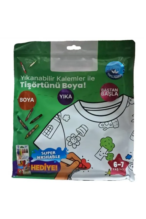 Kalem Hediyeli Boyanabilir Tişört 6-7 Yaş Kalem Hediyeli Boyanabilir Tişört 6-7 Yaş