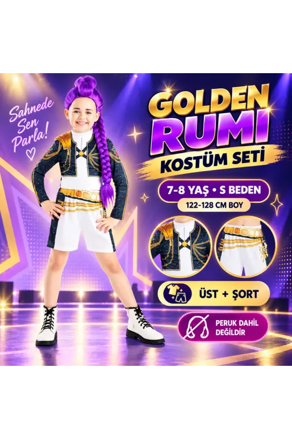Golden Rumi Kostüm Seti 7-8 Yaş S Golden Rumi Kostüm Seti 7-8 Yaş S