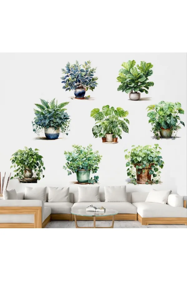 Saksılı Çiçek Tasarımlı 8li Sticker MC-480A Saksılı Çiçek Tasarımlı 8li Sticker MC-480A