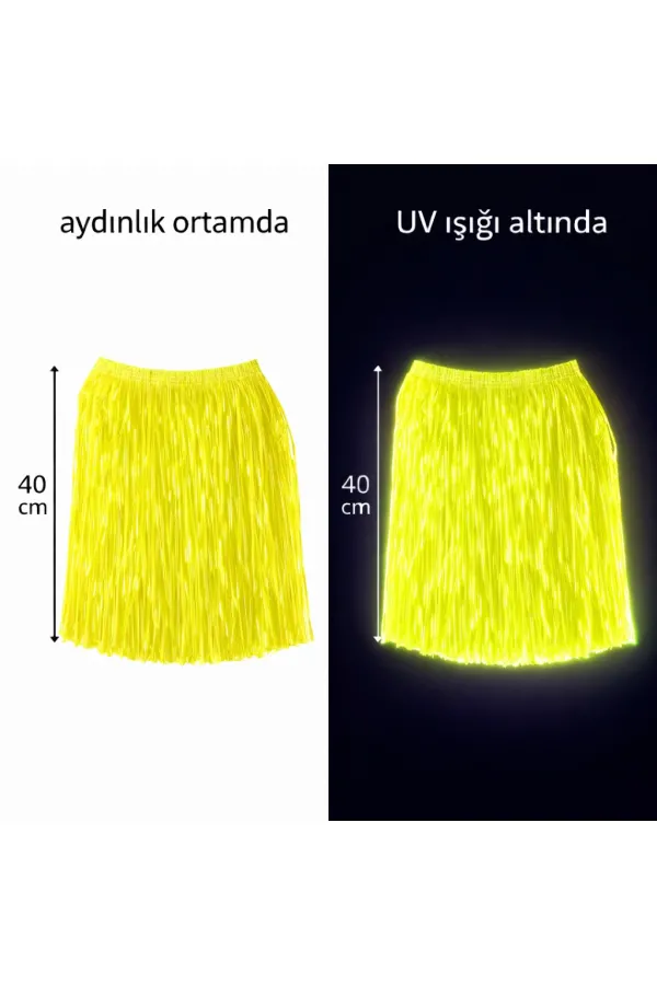 Neon Sarı Hawaii Parti Eteği 40 cm Neon Sarı Hawaii Parti Eteği 40 cm