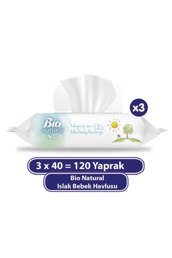 Bio Natural Islak Havlu Mendil 3x40 120 Yaprak Bio Natural Islak Havlu Mendil 3x40 120 Yaprak