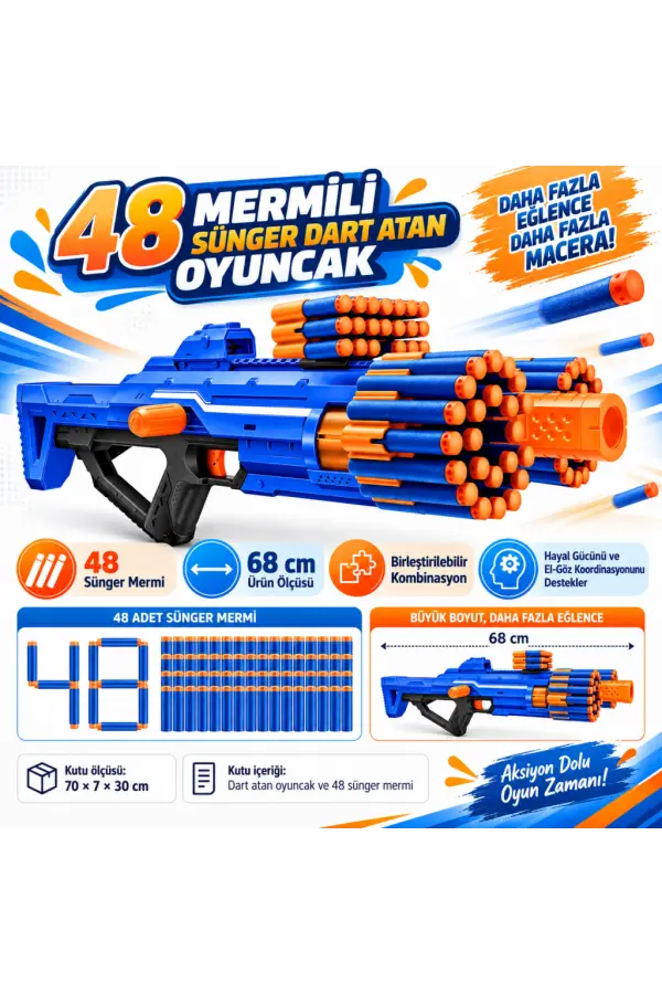 Berzerko 48 Mermili Sünger Dart Atan Silah 68 cm Berzerko 48 Mermili Sünger Dart Atan Silah 68 cm