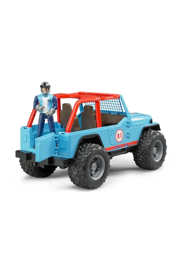 Jeep Cross Mavi Safari Aracı Ve Kasklı Pilotu Jeep Cross Mavi Safari Aracı Ve Kasklı Pilotu