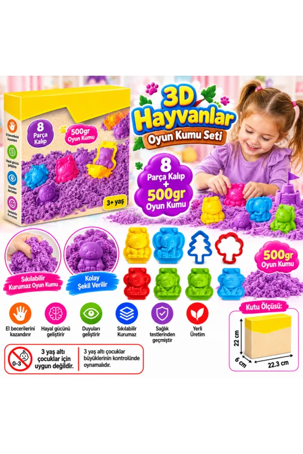 03612 3D Hayvanlar Kum Seti 500 gr / +3 yaş 03612 3D Hayvanlar Kum Seti 500 gr / +3 yaş
