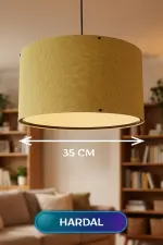 Hardal Kumaş Başlıklı Sarkıt Avize 35 Cm