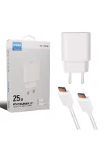 Weko Wk-27878 Note10 Beyaz 25 Watt Şarj Başlık Adaptörü + Type-c To Type-c Kablo