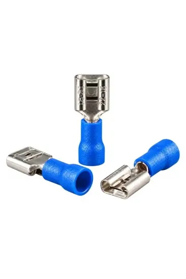 Powermaster Pm-39057 1,5-2,5mm2 Kesit 20x7x5mm Soket Mavi İzoleli Kablo Pabucu (100'lü Paket) Powermaster Pm-39057 1,5-2,5mm2 Kesit 20x7x5mm Soket Mavi İzoleli Kablo Pabucu (100'lü Paket)