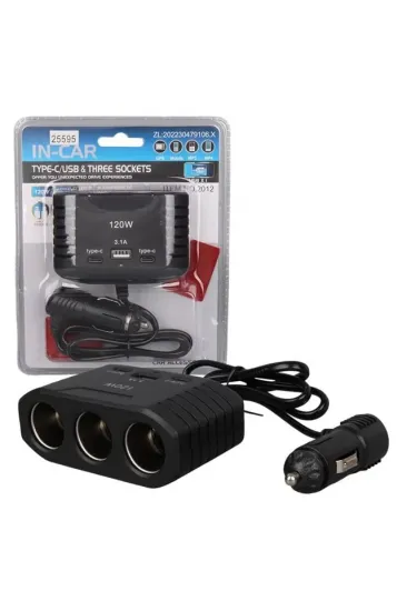 Olesson 2012 12-24v Çift Type-c - Tek Usb Girişli 120w 80cm Kablolu 3'lü Araç Çakmak Çoklayıcı Olesson 2012 12-24v Çift Type-c - Tek Usb Girişli 120w 80cm Kablolu 3'lü Araç Çakmak Çoklayıcı
