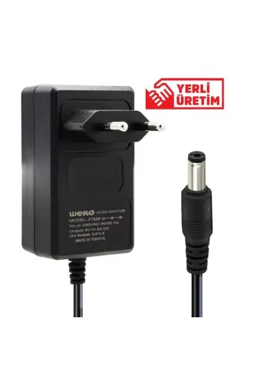 Weko 9 Volt - 3 Amper 5.5x2.5 Uçlu Priz Tipi Plastik Kasa Adaptör Weko 9 Volt - 3 Amper 5.5x2.5 Uçlu Priz Tipi Plastik Kasa Adaptör