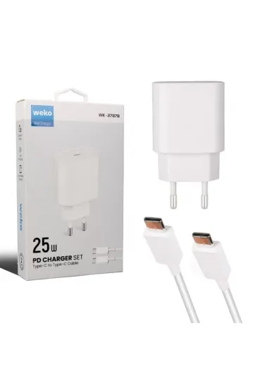 Weko Wk-27878 Note10 Beyaz 25 Watt Şarj Başlık Adaptörü + Type-c To Type-c Kablo Weko Wk-27878 Note10 Beyaz 25 Watt Şarj Başlık Adaptörü + Type-c To Type-c Kablo