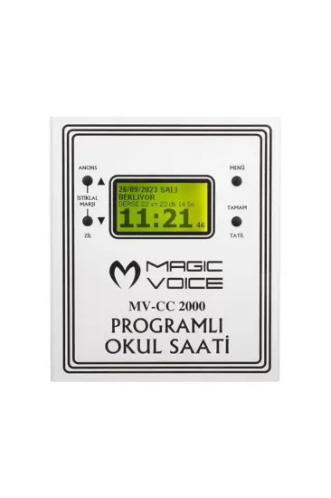 Magicvoice Mv-cc2000 Usb Duvar Tipi Programlı 20 Adet Mp3 Formatı Zil / İstiklal Marşlı Akıllı Dijital Okul Saati (çan Takılabilir)