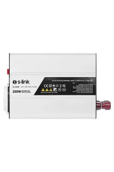 S-link Sl-200w-12 200 Watt Dc 12v - Ac 230v Anahtarlı Tek Usb Portlu Çakmaktan Power Inverter S-link Sl-200w-12 200 Watt Dc 12v - Ac 230v Anahtarlı Tek Usb Portlu Çakmaktan Power Inverter