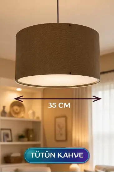 Tütün Kahve Kumaş Başlıklı Sarkıt Avize 35 Cm Tütün Kahve Kumaş Başlıklı Sarkıt Avize 35 Cm
