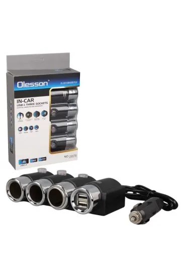 Olesson 1508 12-24v 3lü Çift Usbli 120w 80 Cm Kablolu Araç Çakmak Çoklayıcı Olesson 1508 12-24v 3lü Çift Usbli 120w 80 Cm Kablolu Araç Çakmak Çoklayıcı