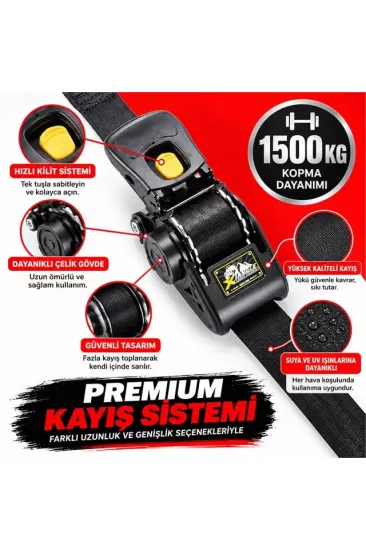 Sunup Sn-37790 Otomatik Geri Sarımlı Cırcırlı Yük Bağlama Kayışı Halatı 3 Metre 2 Ton