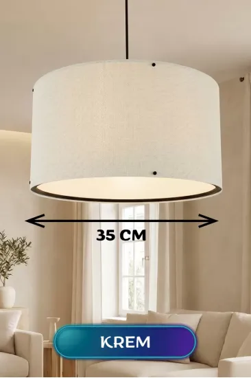 Krem Kumaş Başlıklı Sarkıt Avize 35 Cm Krem Kumaş Başlıklı Sarkıt Avize 35 Cm