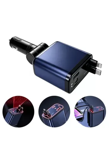 Hello Hl-29871 Araç Çakmaklık Şarj Cihazı Dahili Çekilebilir Type-c Lightning Çift Kablo Ambiyans Işıklı Hello Hl-29871 Araç Çakmaklık Şarj Cihazı Dahili Çekilebilir Type-c Lightning Çift Kablo Ambiyans Işıklı