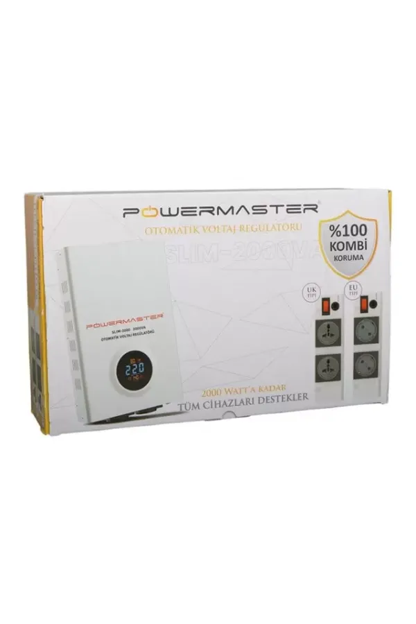 Powermaster Slım-2000 Otomatik 2000 Watt Kombi Voltaj Regülatörü Powermaster Slım-2000 Otomatik 2000 Watt Kombi Voltaj Regülatörü