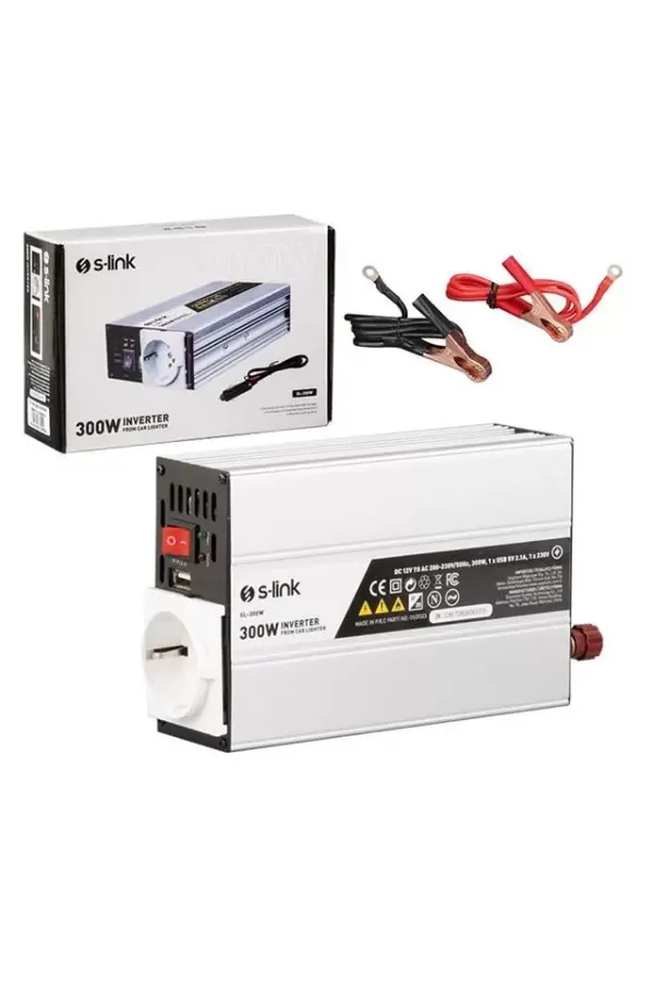 S-link Sl-300w 300w Dc12v-ac230v Çakmaktan Power İnverter S-link Sl-300w 300w Dc12v-ac230v Çakmaktan Power İnverter