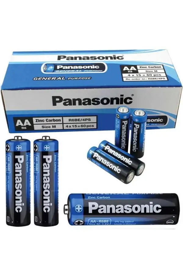 Panasonic Manganez 1.5 V Aa 60’lı Kalem Pil (r6be/4ps) Panasonic Manganez 1.5 V Aa 60’lı Kalem Pil (r6be/4ps)