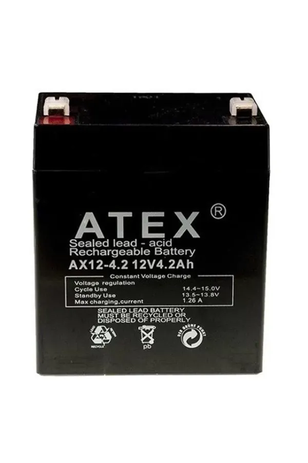 Atex Ax12-4.2 12 Volt 4.2 Amper Kuru Akü (90x70x101 Mm) Atex Ax12-4.2 12 Volt 4.2 Amper Kuru Akü (90x70x101 Mm)