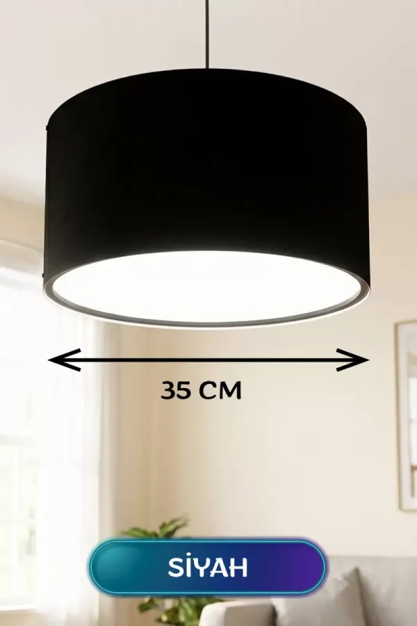 Siyah Kumaş Başlıklı Sarkıt Avize 35 Cm Siyah Kumaş Başlıklı Sarkıt Avize 35 Cm
